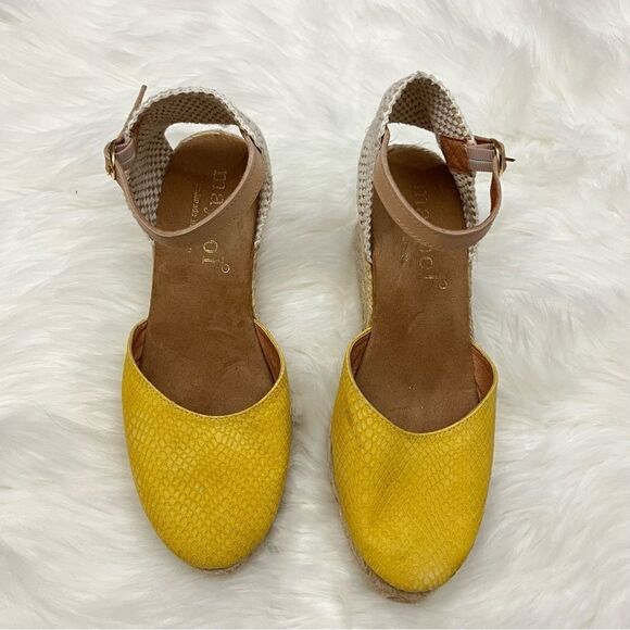 Maypole Golden Espadrille Wedge Reptile Embossed Golden Ochre 39/8 - Picture 2 of 5